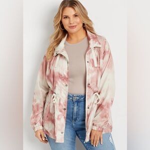 Maurice’s pink white tie dye cinch waist windbreaker size 2X